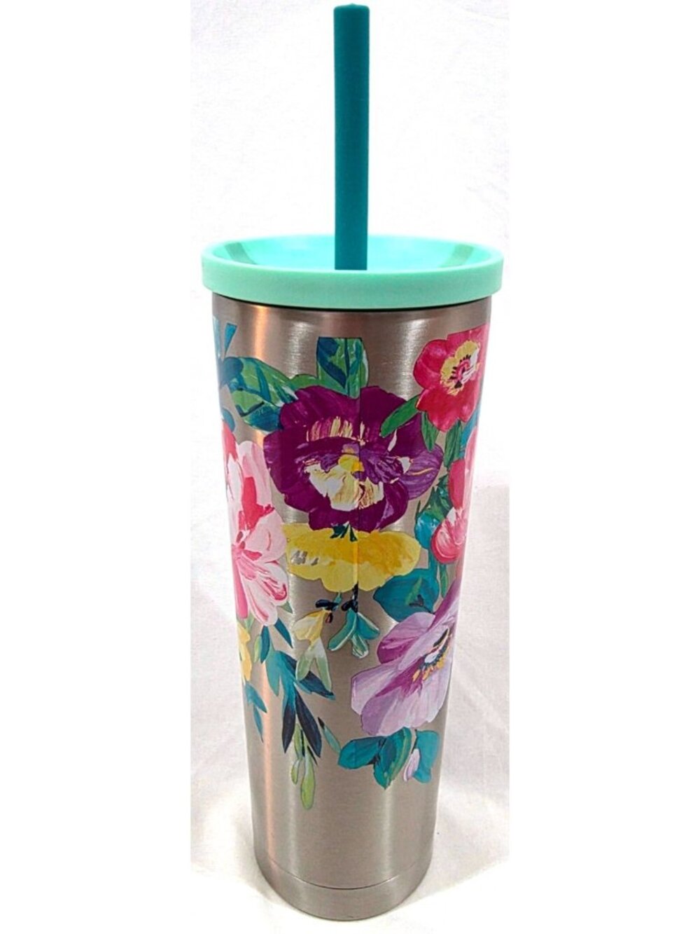 Pioneer Woman STAINLESS STEEL TUMBLER travel cup mug w/straw Sweet Romance 27oz